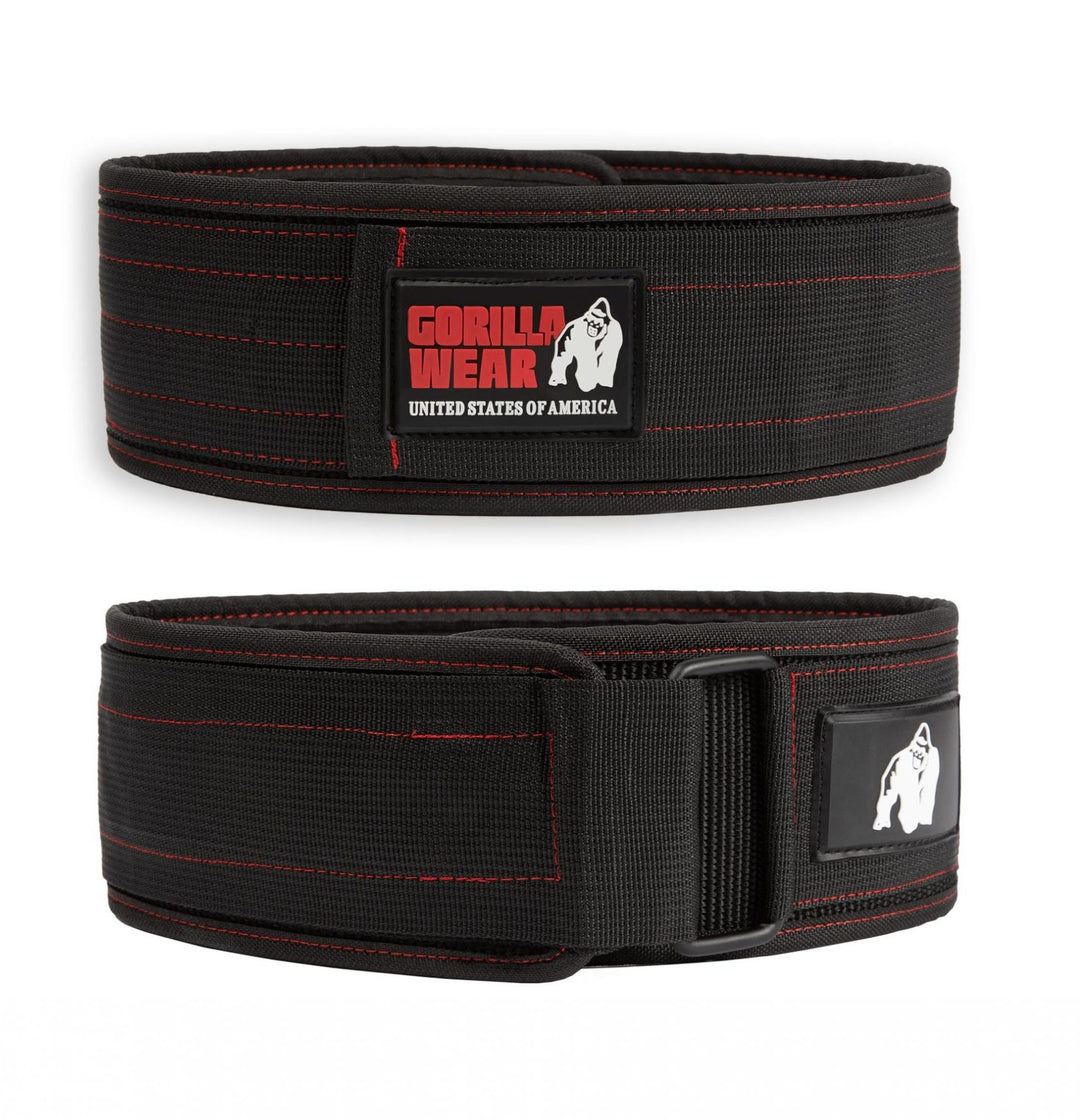 Gorilla Wear 4 Inch Nylon Lifting Belt - Black/Red