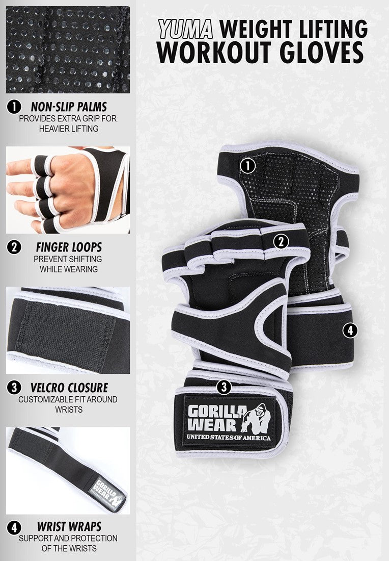 Yuma Weight Lifting Workout Gloves - Black/Gray